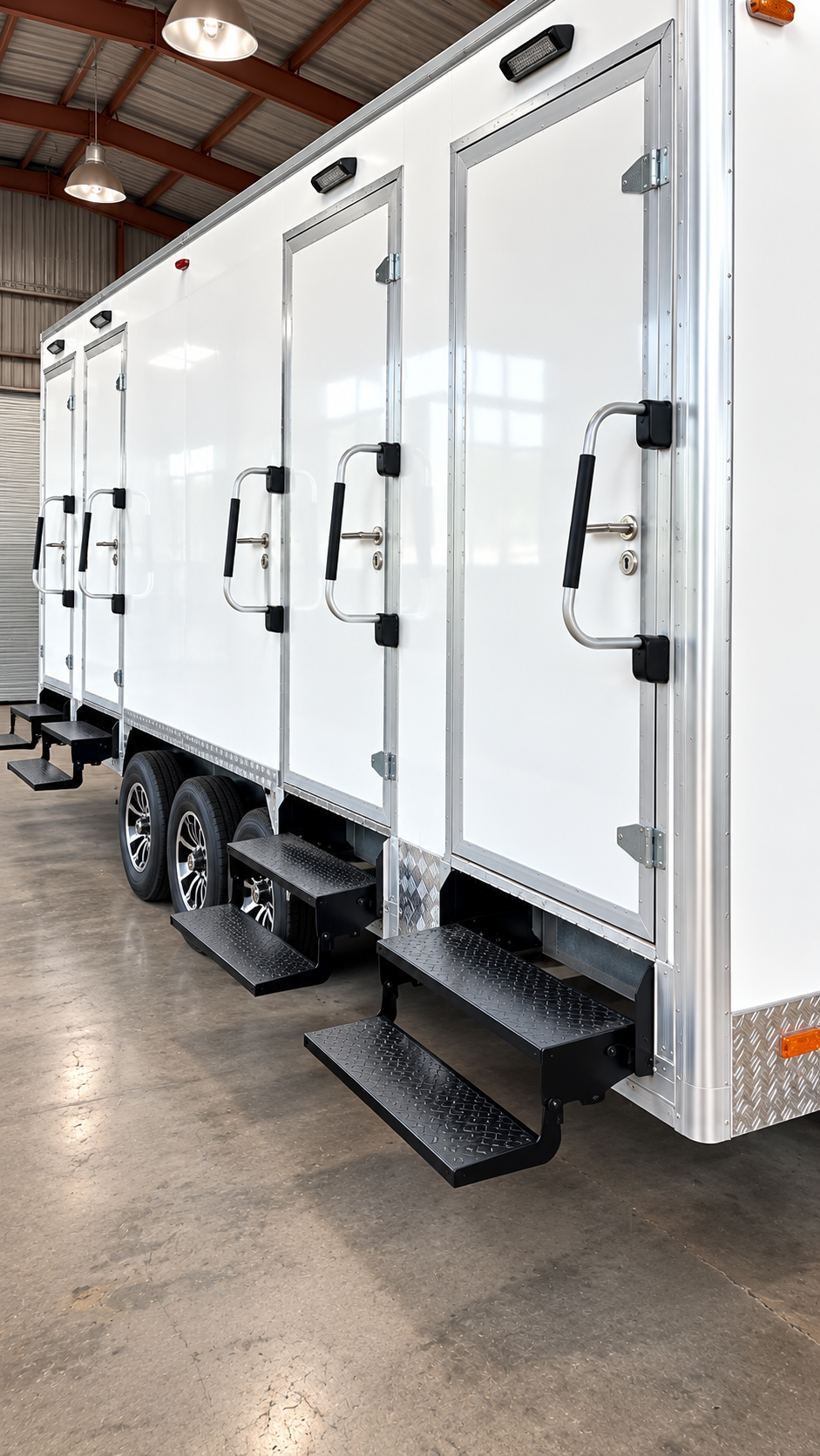 Exterior of a shower and restroom trailer from the supplied equipment photos