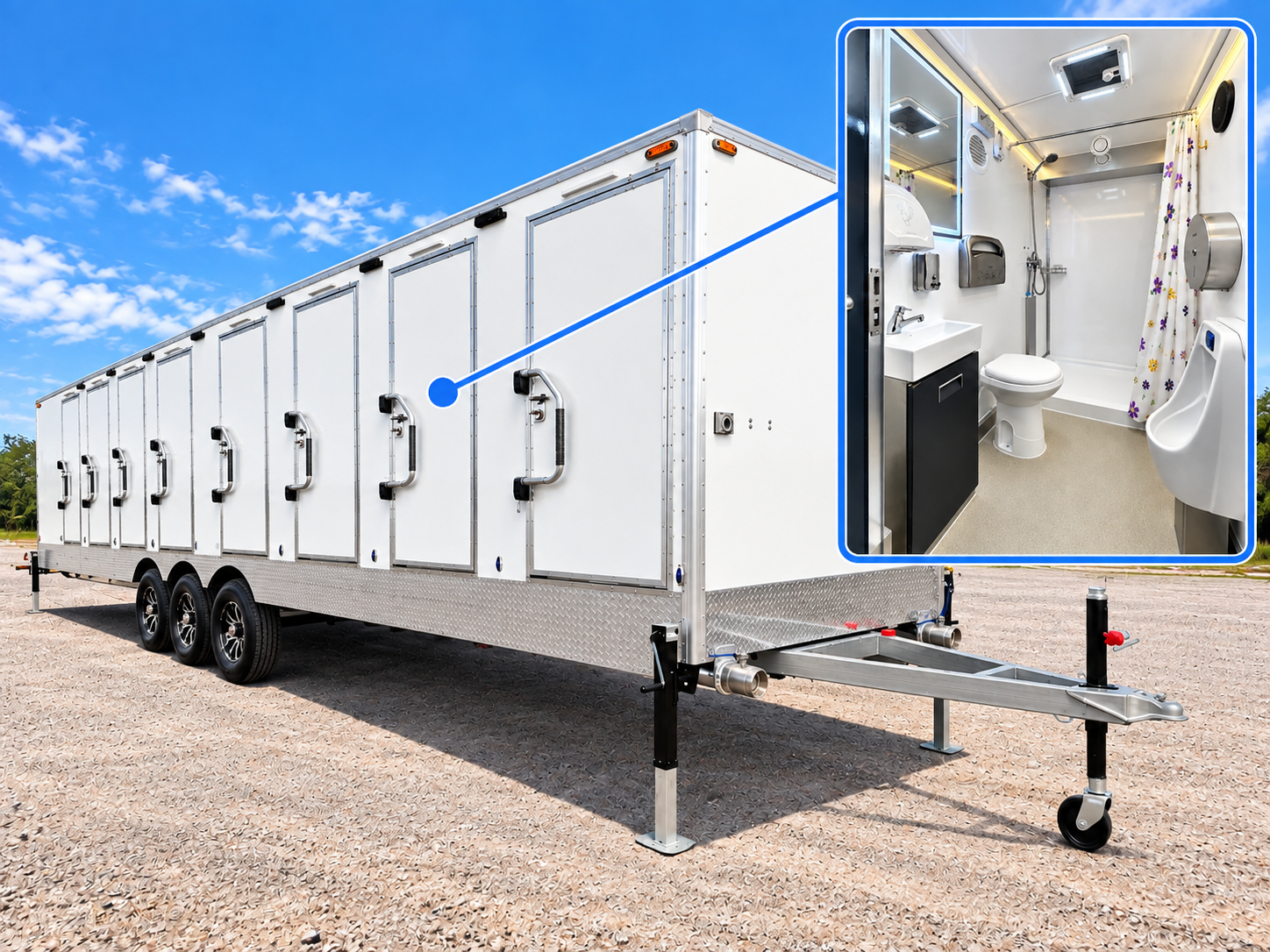 Exterior of a shower and restroom trailer from the accessible layout photo set